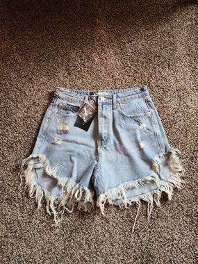 New With Tags. Signature8 Light Blue Distressed Denim Shorts